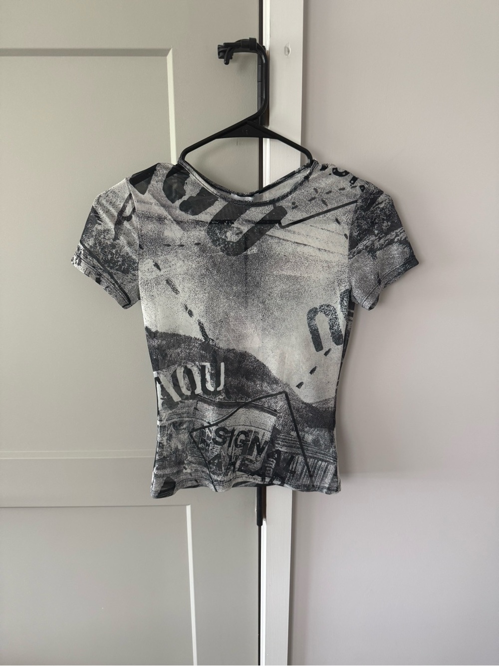 Miaou Black & White Abstract Graphic Short-Sleeve Tee